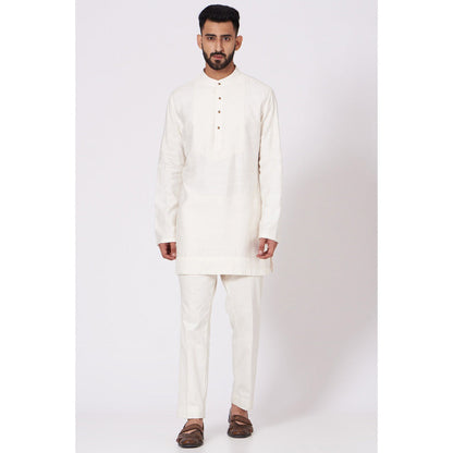 Jatin Malik Ivory Short Kurta (Set of 2)