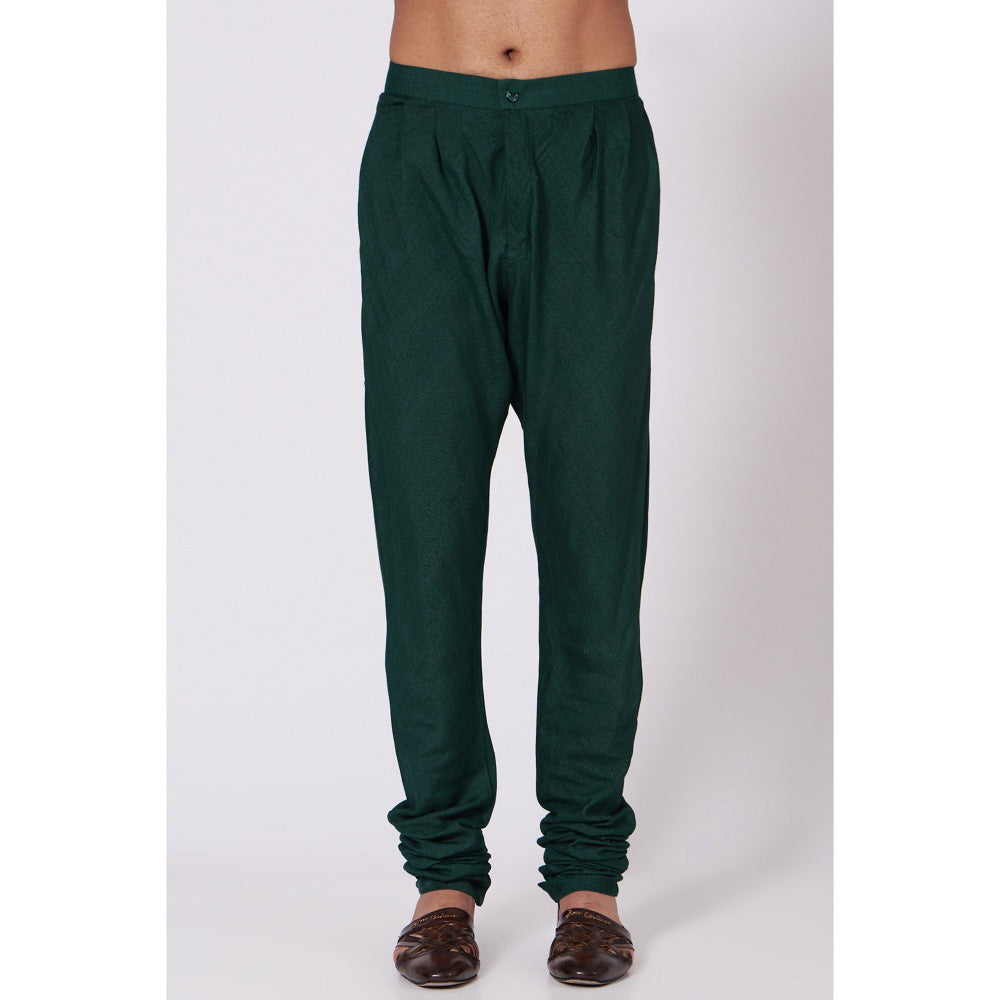 Jatin Malik Emerald Green Shoulder Buttoned Kurta (Set of 2)