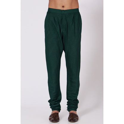 Jatin Malik Emerald Green Shoulder Buttoned Kurta (Set of 2)