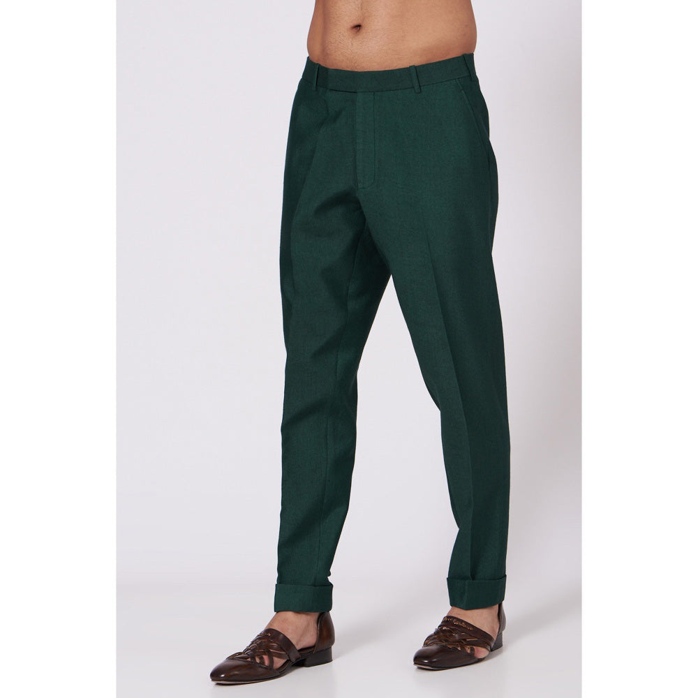 Jatin Malik Emerald Green Drape Kurta (Set of 2)