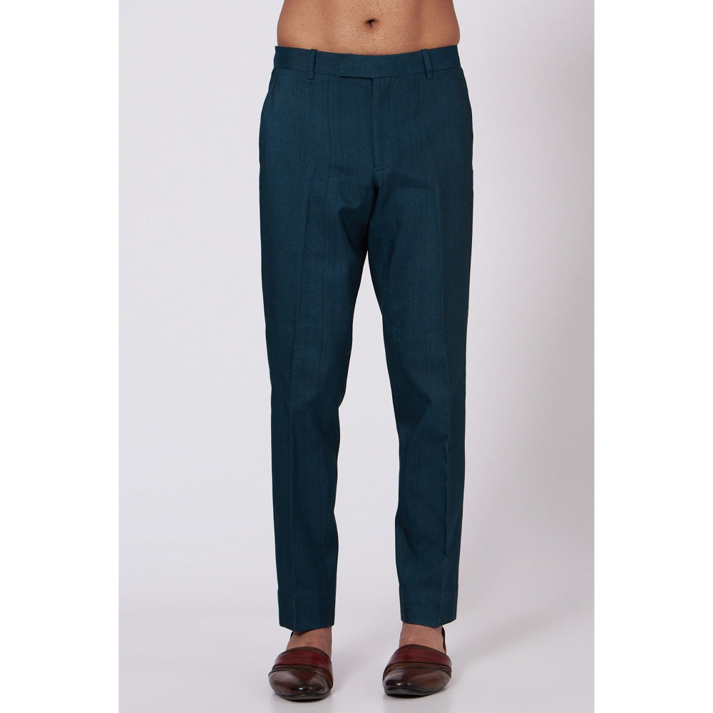 Jatin Malik Teal Blue Drape Kurta (Set of 2)