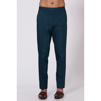 Jatin Malik Teal Blue Drape Kurta (Set of 2)