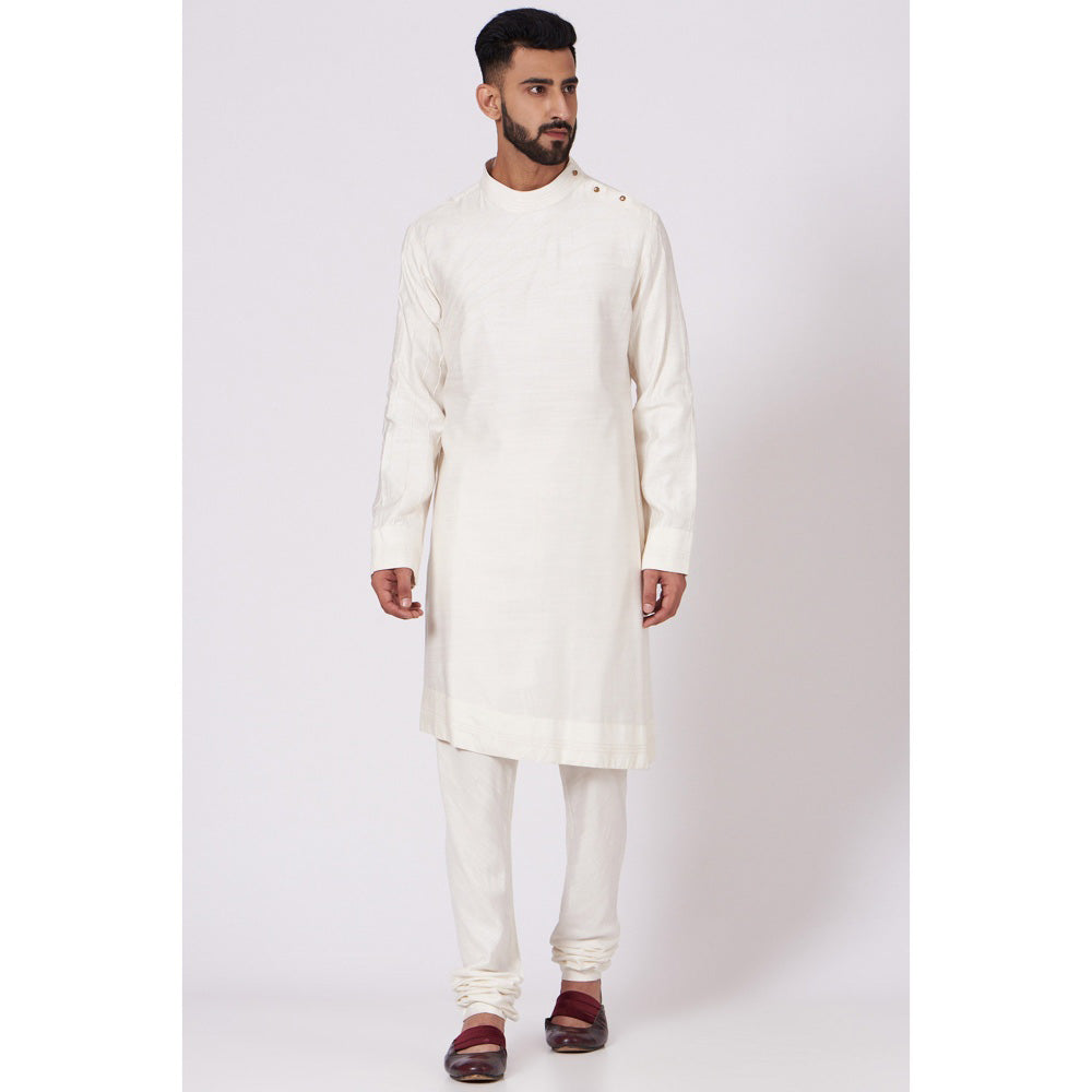 Jatin Malik Ivory Tan Sherwani (Set of 4)