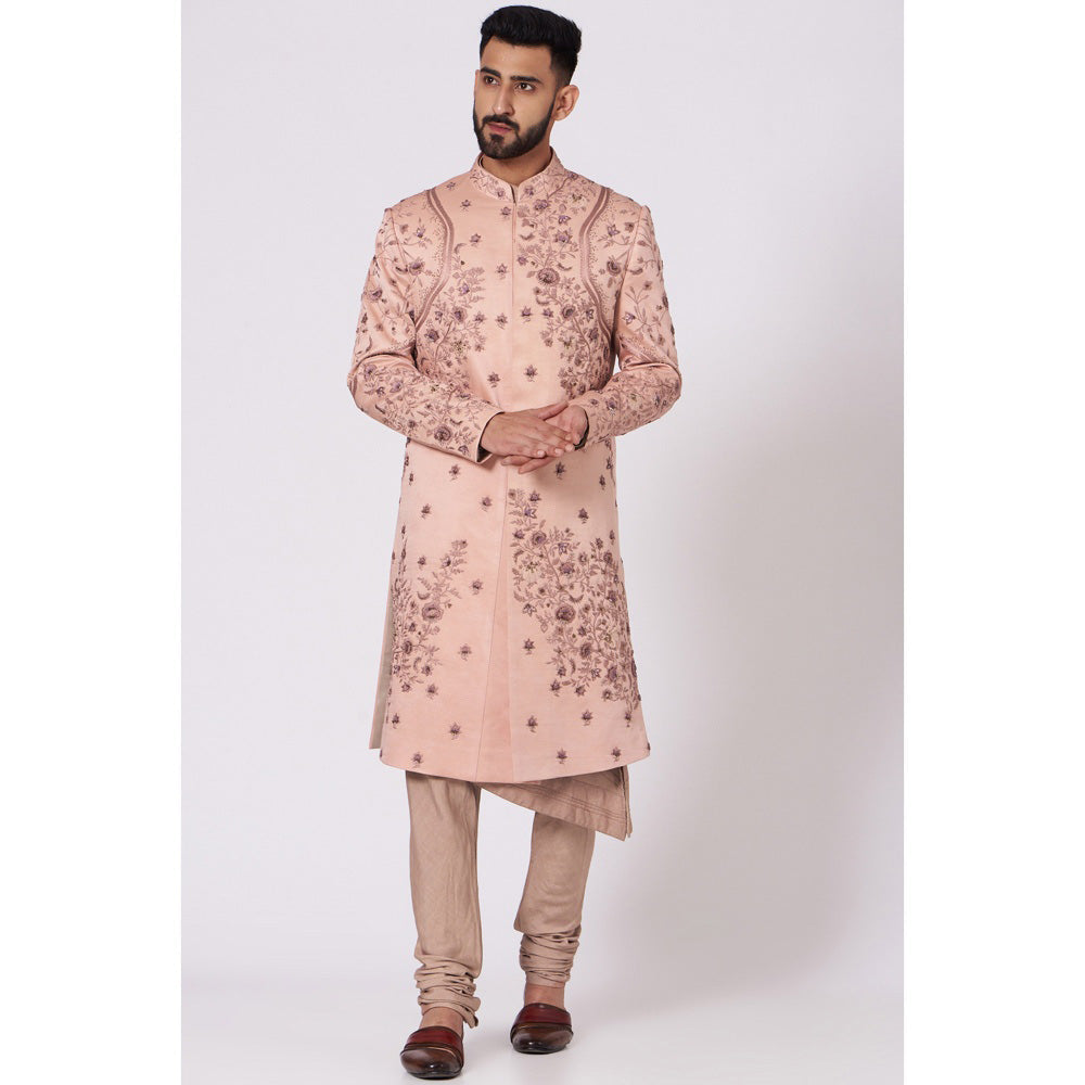 Jatin Malik The Budding Old Rose Sherwani (Set of 4)