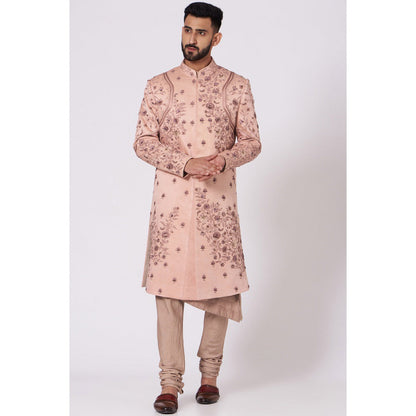 Jatin Malik The Budding Old Rose Sherwani (Set of 4)