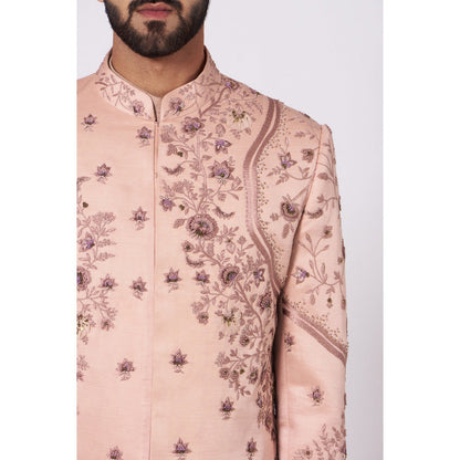Jatin Malik The Budding Old Rose Sherwani (Set of 4)