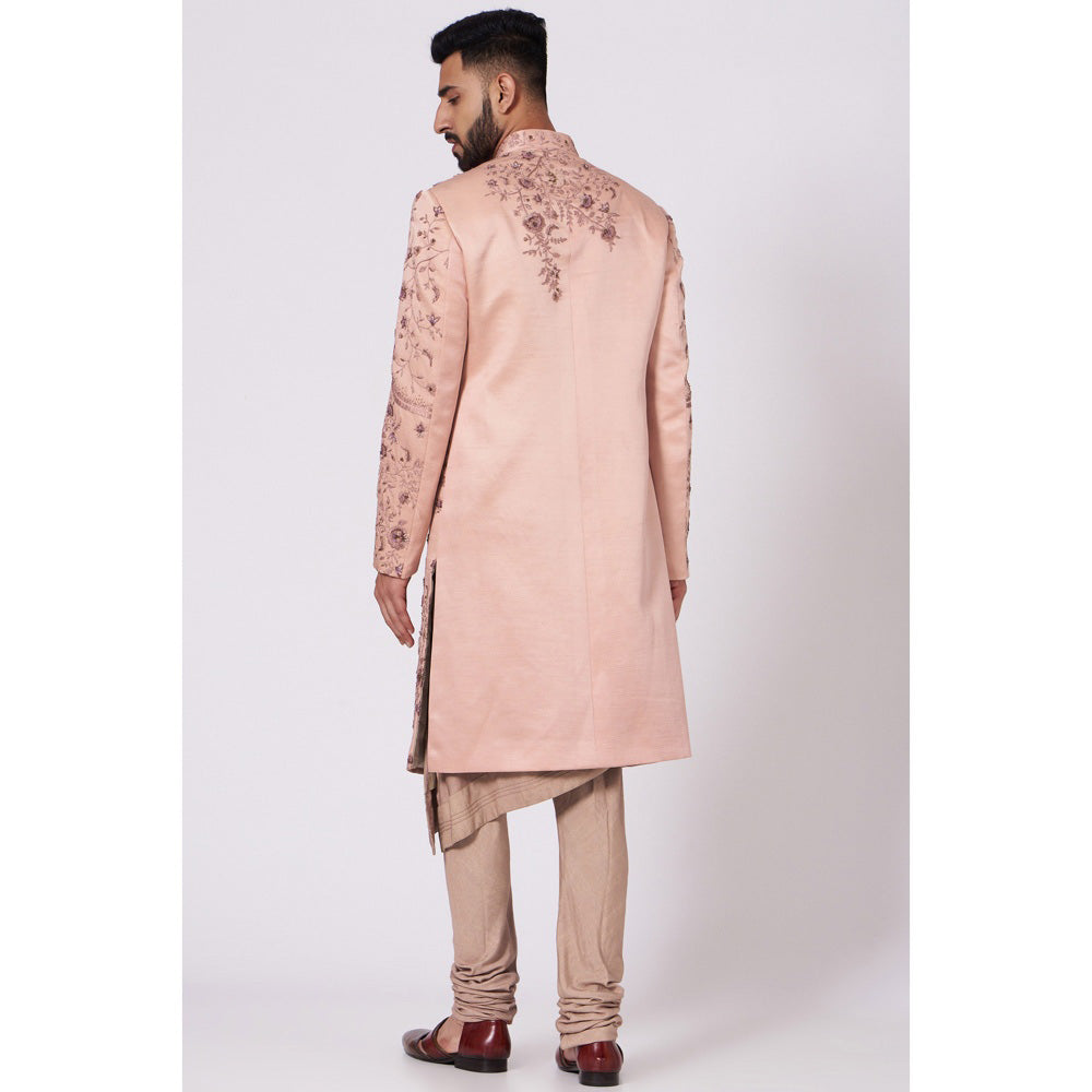 Jatin Malik The Budding Old Rose Sherwani (Set of 4)