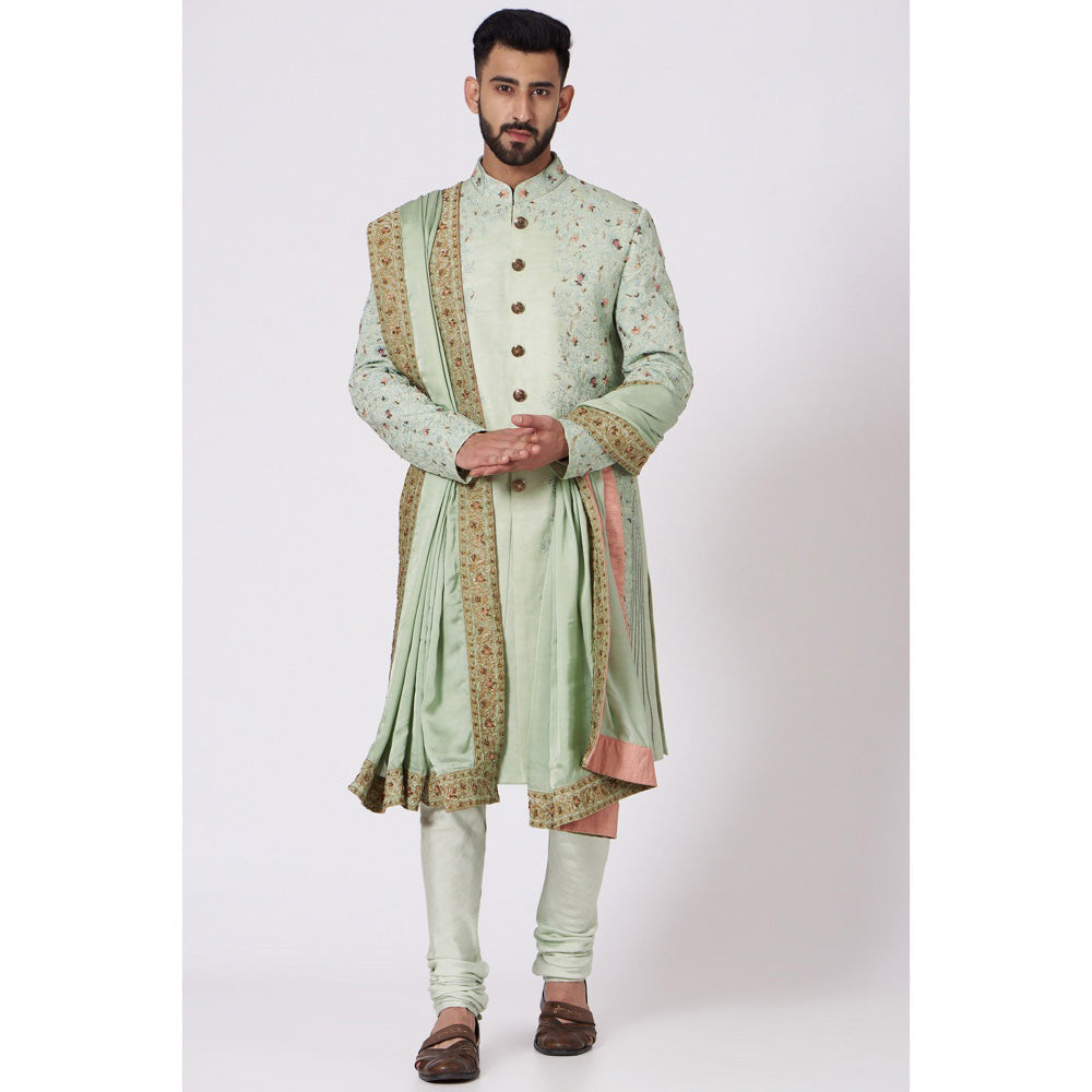 Jatin Malik The Duckegg Hint Sherwani (Set of 4)