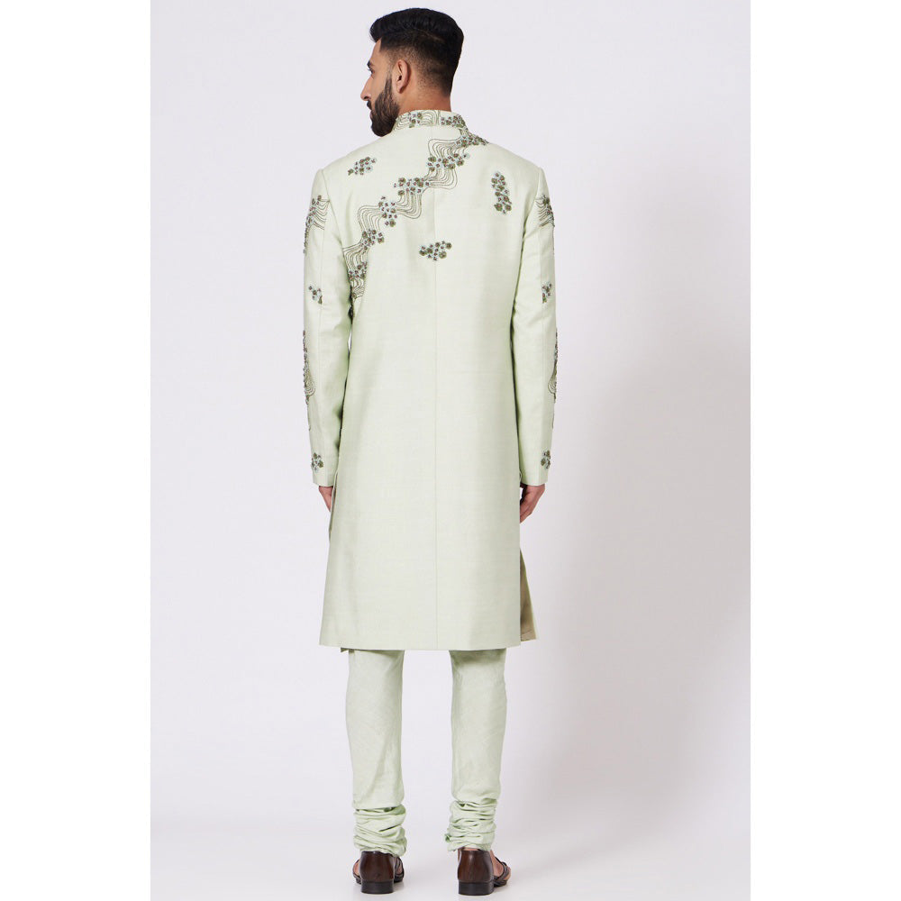 Jatin Malik Duckegg Green Sherwani (Set of 4)