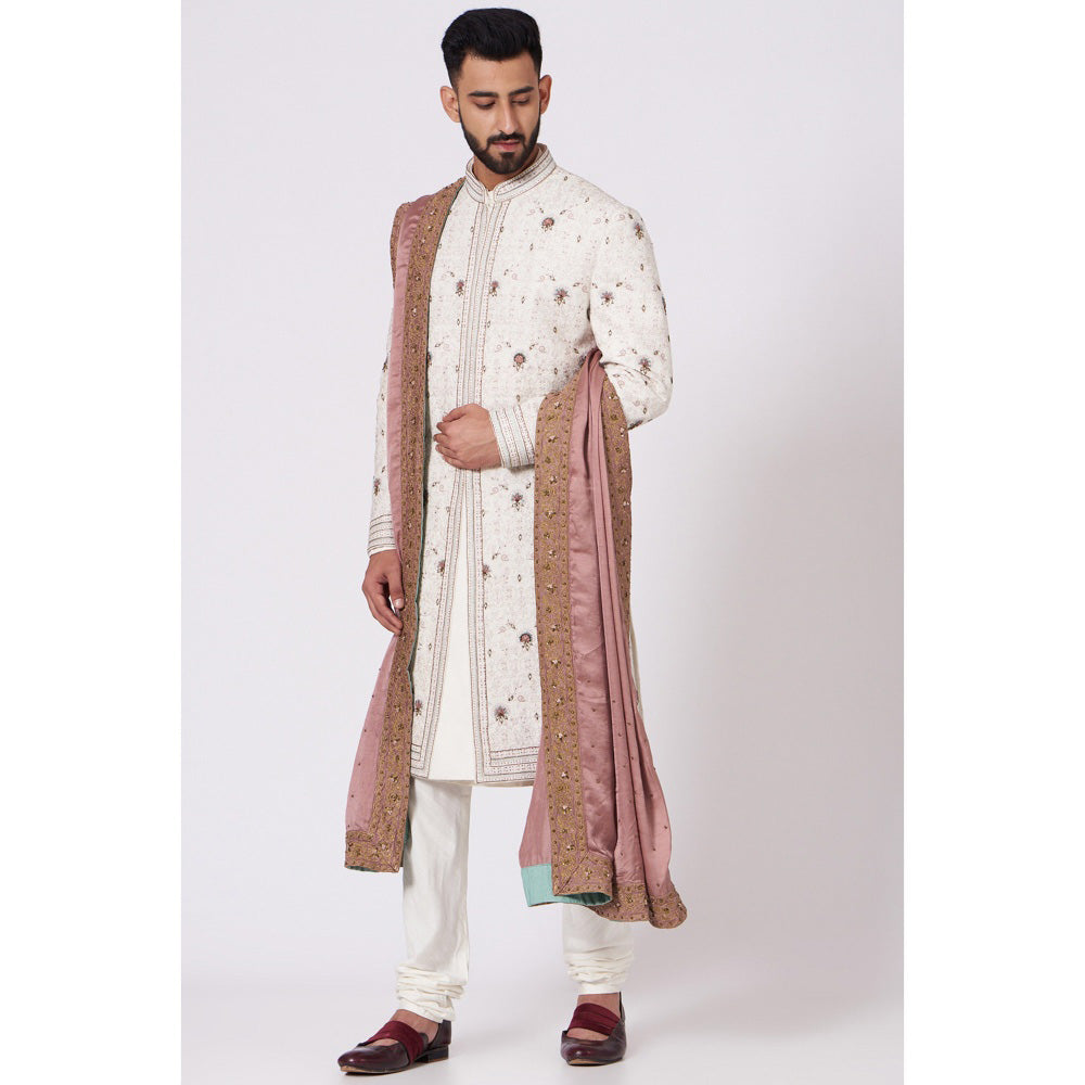 Jatin Malik Soft Ivory Sherwani (Set of 4)