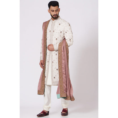 Jatin Malik Soft Ivory Sherwani (Set of 4)