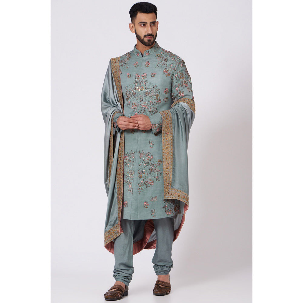 Jatin Malik Chateau Grey sherwani (Set of 4)