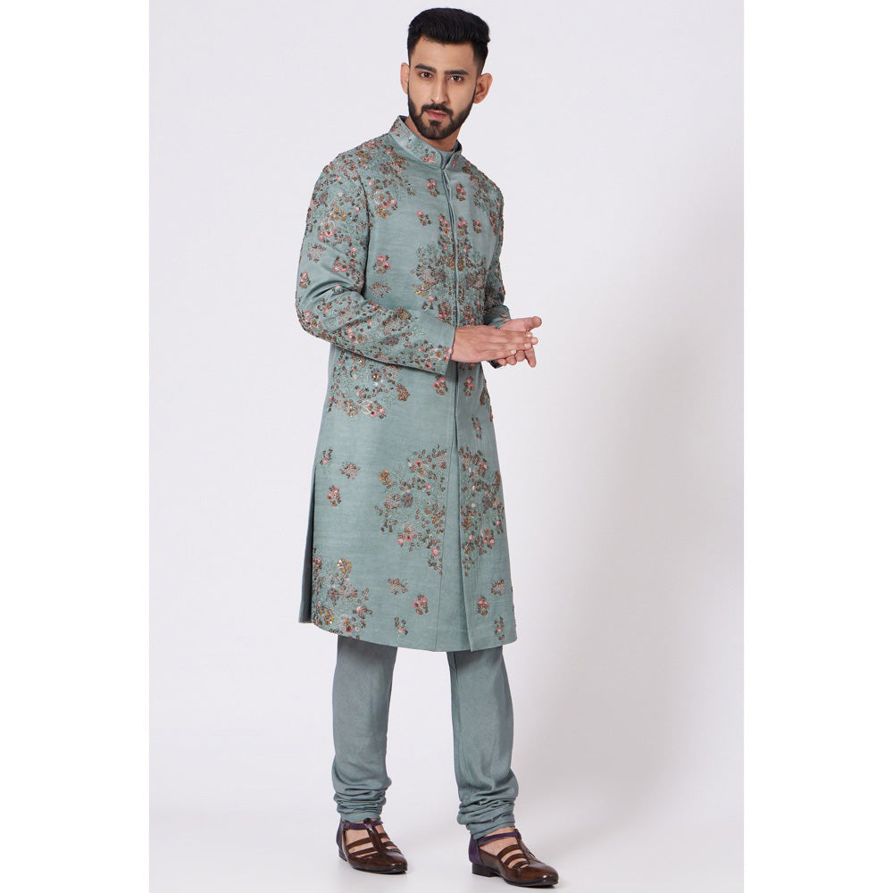 Jatin Malik Chateau Grey sherwani (Set of 4)