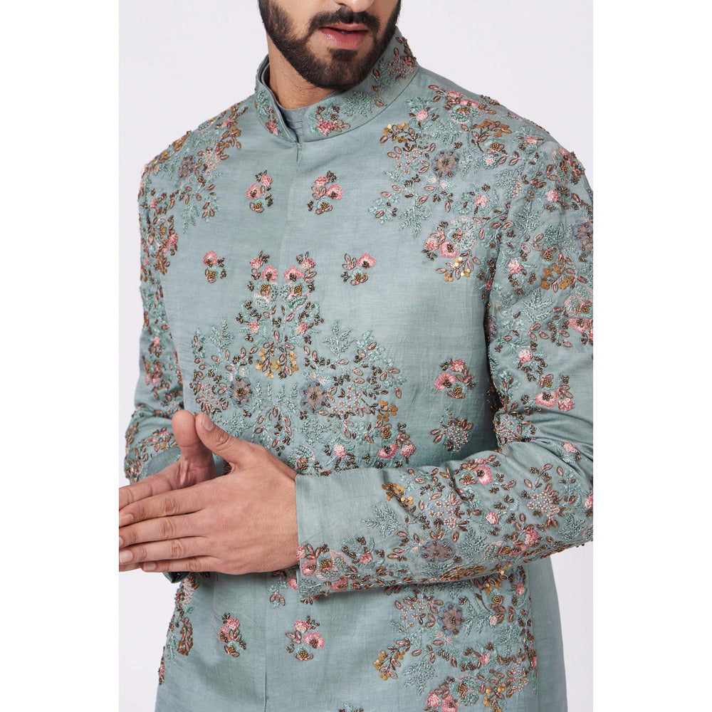 Jatin Malik Chateau Grey sherwani (Set of 4)