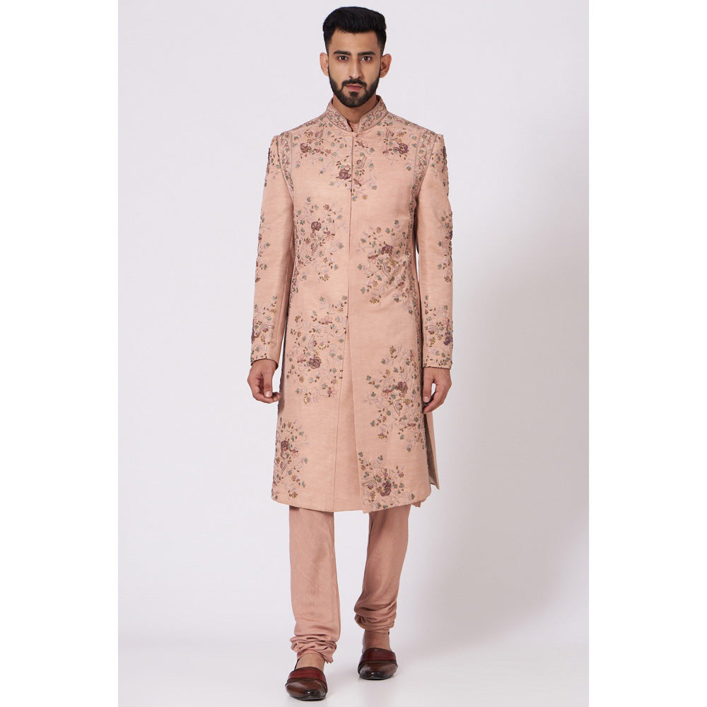 Jatin Malik Champagne Plush Sherwani (Set of 4)