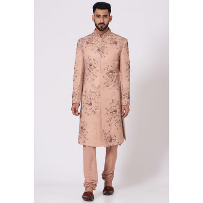 Jatin Malik Champagne Plush Sherwani (Set of 4)