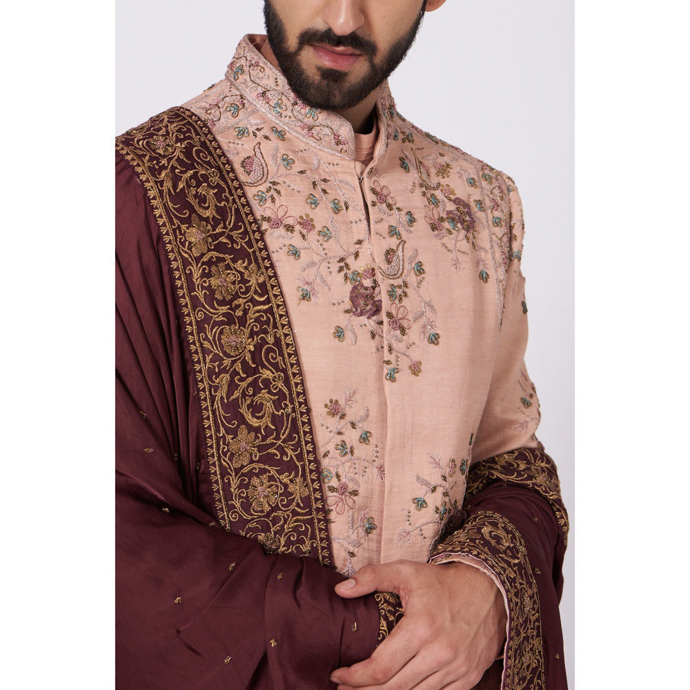 Jatin Malik Champagne Plush Sherwani (Set of 4)
