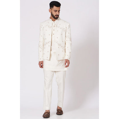 Jatin Malik Ivory Hand Embroidered Short Jacket (Set of 4)