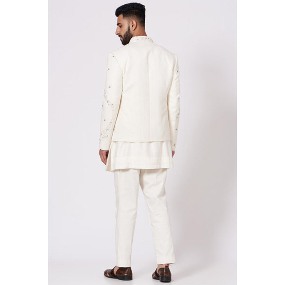 Jatin Malik Ivory Hand Embroidered Short Jacket (Set of 4)