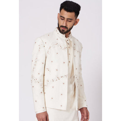 Jatin Malik Ivory Hand Embroidered Short Jacket (Set of 4)