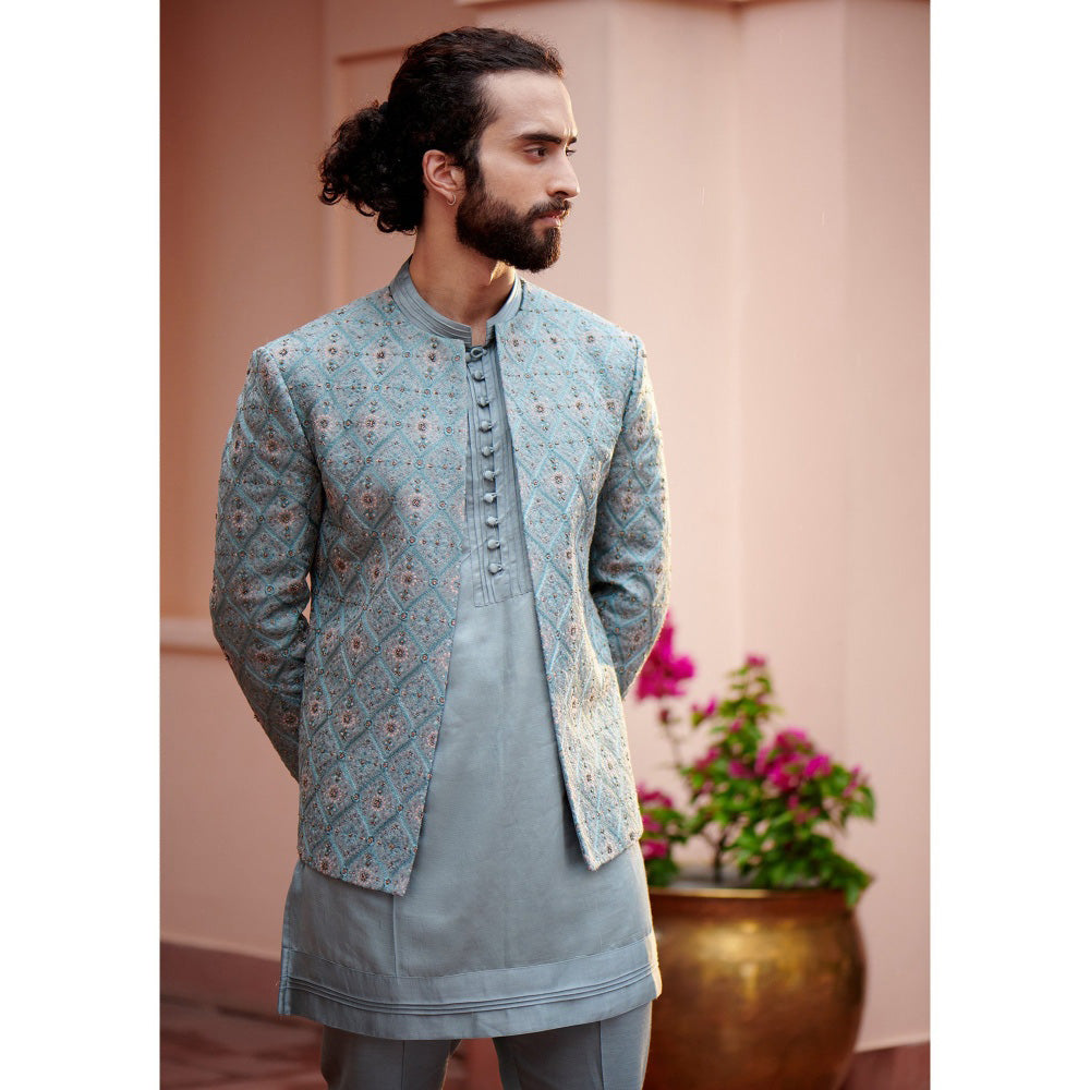 Jatin Malik Chateau Grey Short Jacket (Set of 3)