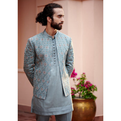 Jatin Malik Chateau Grey Short Jacket (Set of 3)