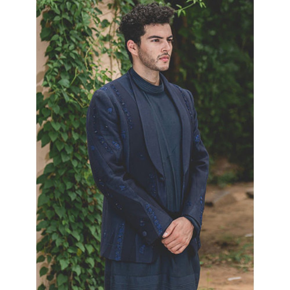 Jatin Malik Midnight Blue Short Jacket (Set of 3)