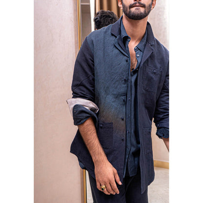 Jatin Malik Teal Ombre Co-Ord (Set of 3)