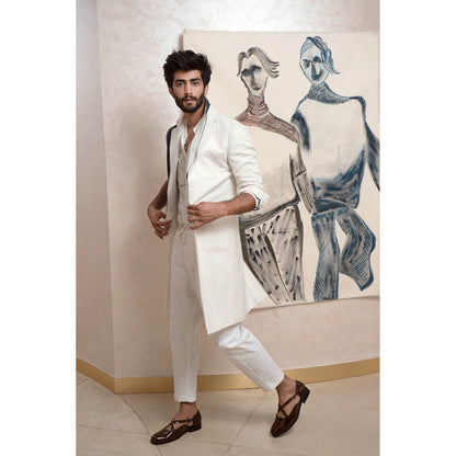 Jatin Malik Chalk White Overcoat (Set of 3)