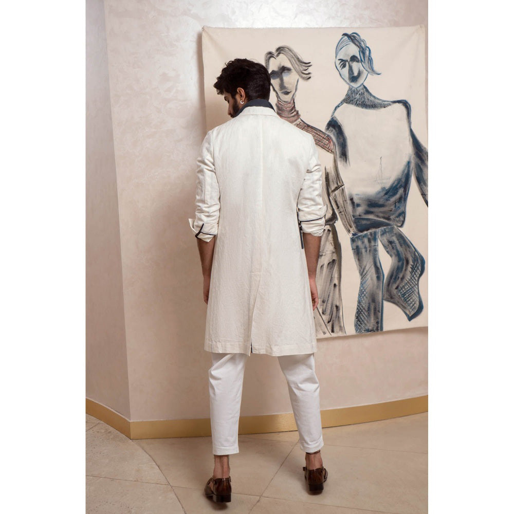 Jatin Malik Chalk White Overcoat (Set Of 3)(Xs)