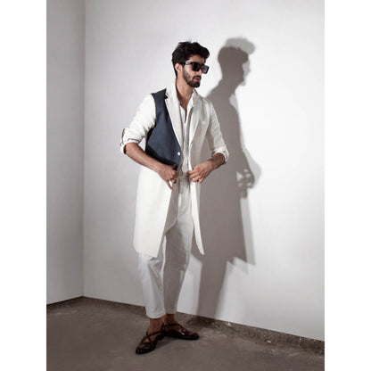 Jatin Malik Chalk White Overcoat (Set of 3)