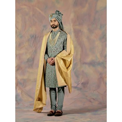 Jatin Malik The Green Saga Sherwani (Set of 5)