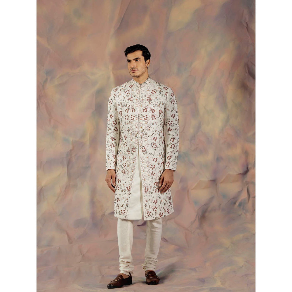 Jatin Malik The White Peony Sherwani (Set of 3)