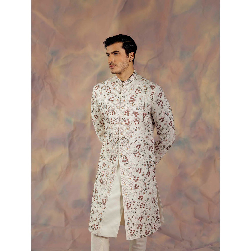Jatin Malik The White Peony Sherwani (Set of 3)