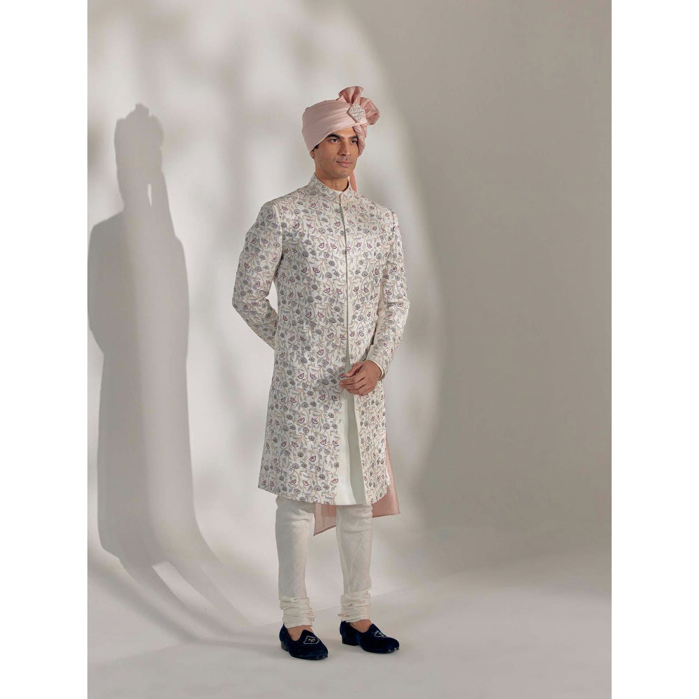 Jatin Malik Ivory Vine Sherwani (Set of 4)