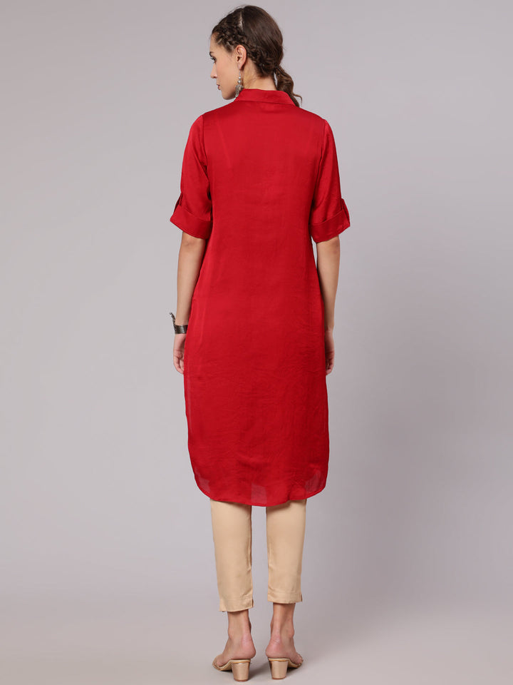Buy Rust Silk Blended Shirt for Women Online | Jaipur Kurti