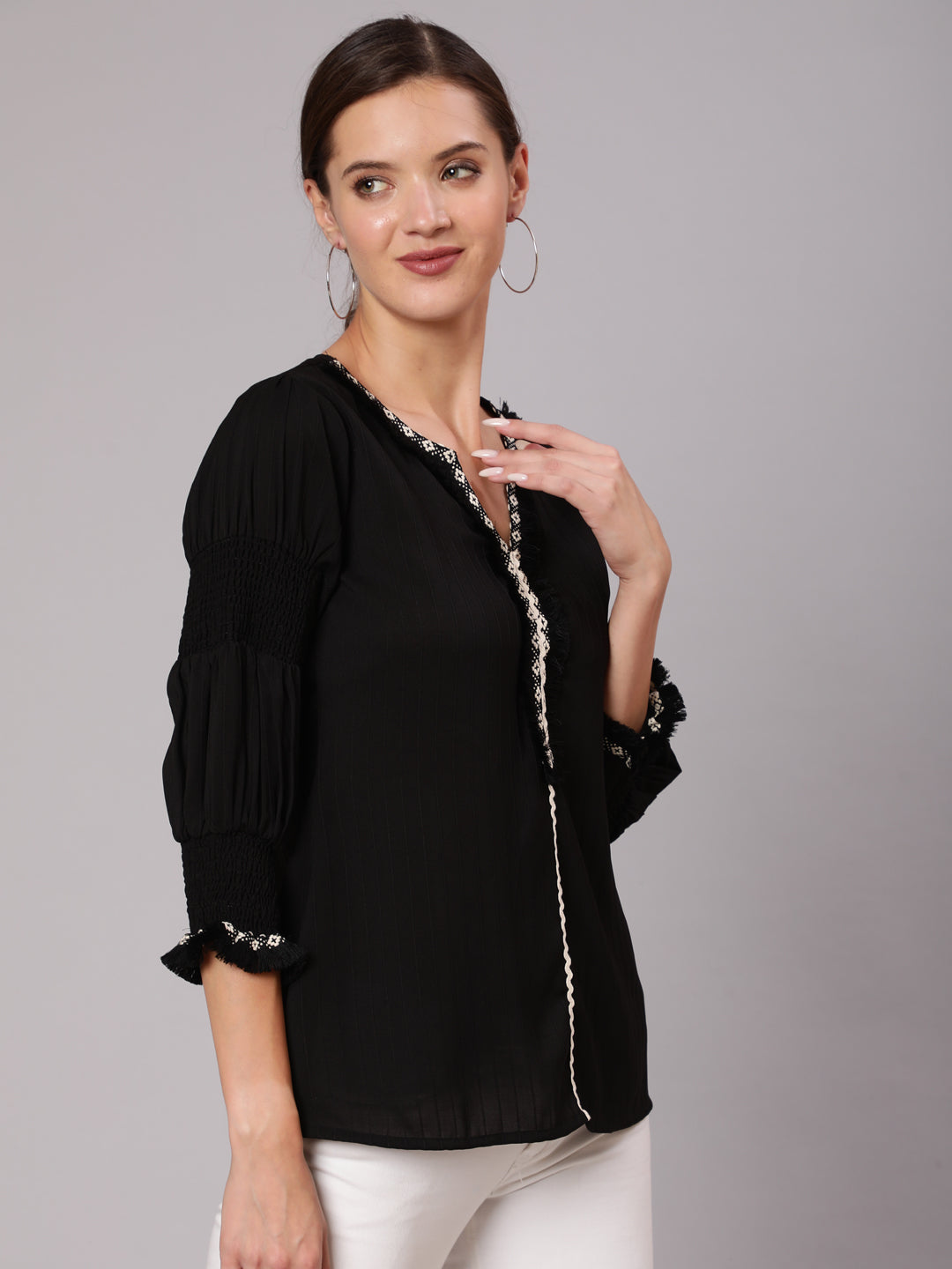 Three Forth Sleeves Ethnic Top Online