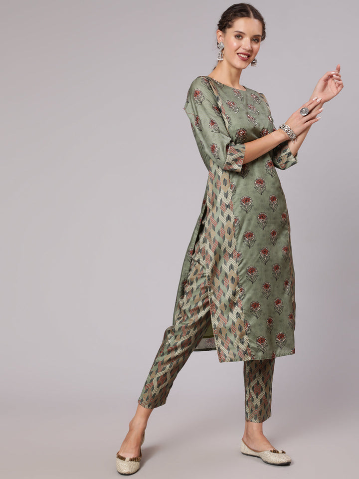 Flower Printed Suit Set Online At Jaipur Kurti
