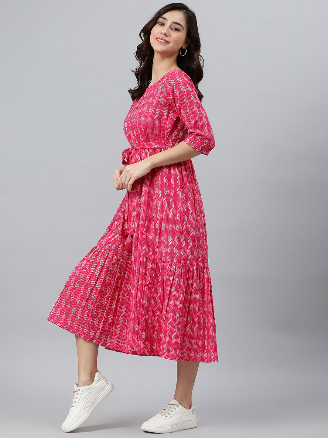 Pink Cotton Western Dress