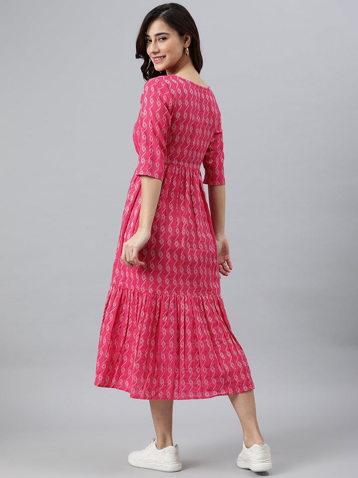 Pink Cotton Western Dress