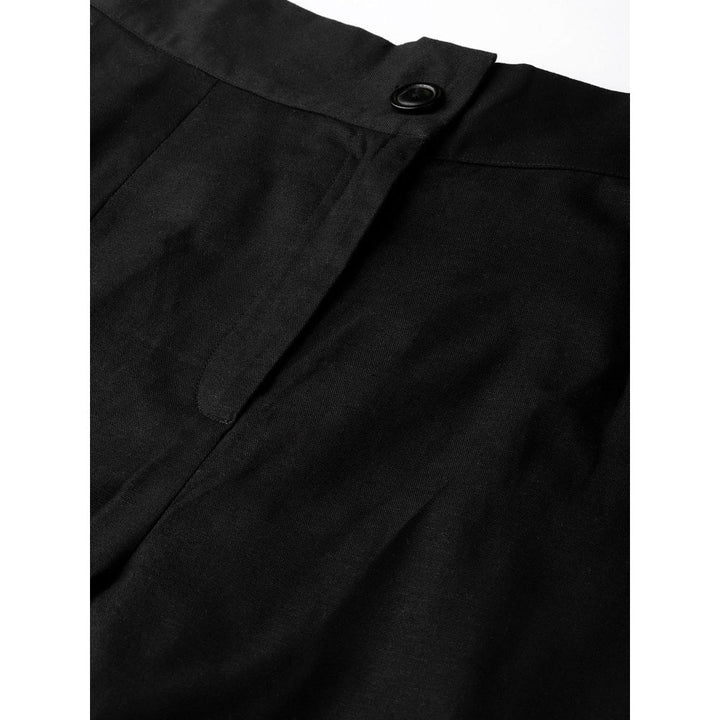 Juniper Black Cotton Flex Embellished Hakoba Pant