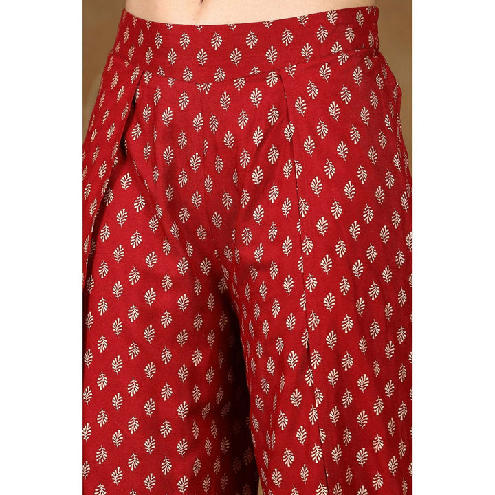 Juniper Maroon Rayon Printed Dhoti Pants