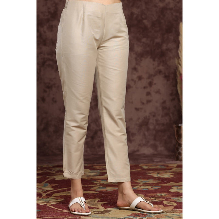 Juniper Sandgrey Poly Silk Solid Straight Pants