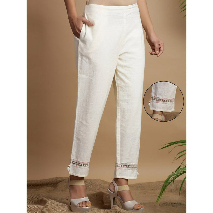 Juniper White Rayon Flex Solid Pants