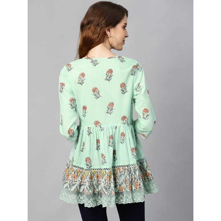 Juniper Pistagreen Cambric Embroidered Tiered Top