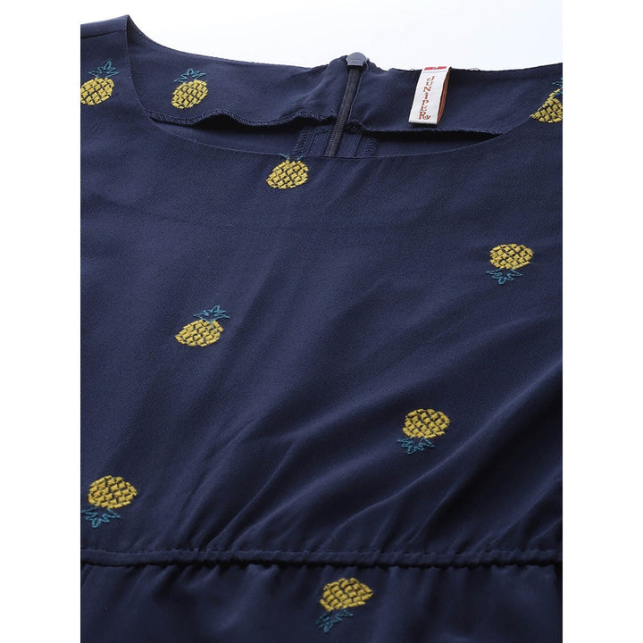 Juniper Navy Blue Embroidered Jumpsuit