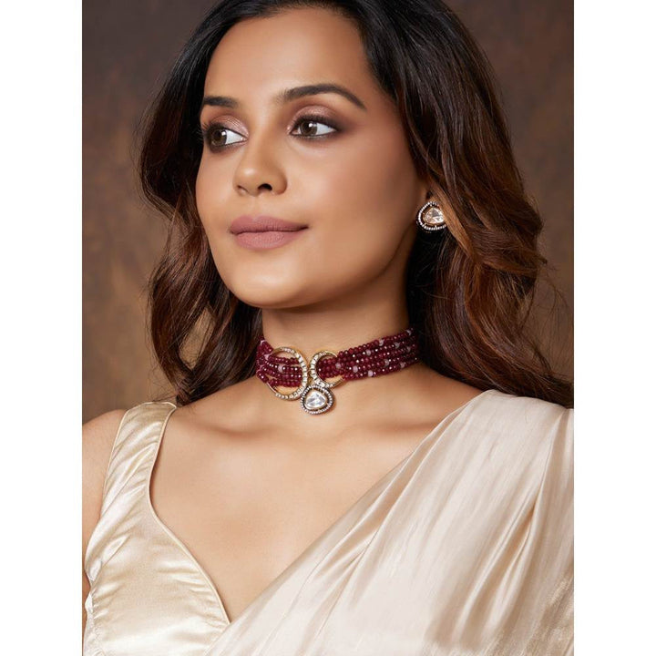 Joules By Radhika Royal Red Polki Choker Set