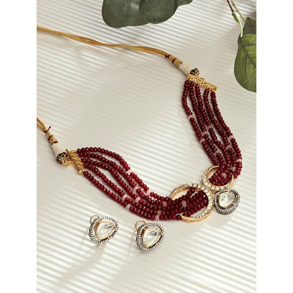 Joules By Radhika Royal Red Polki Choker Set