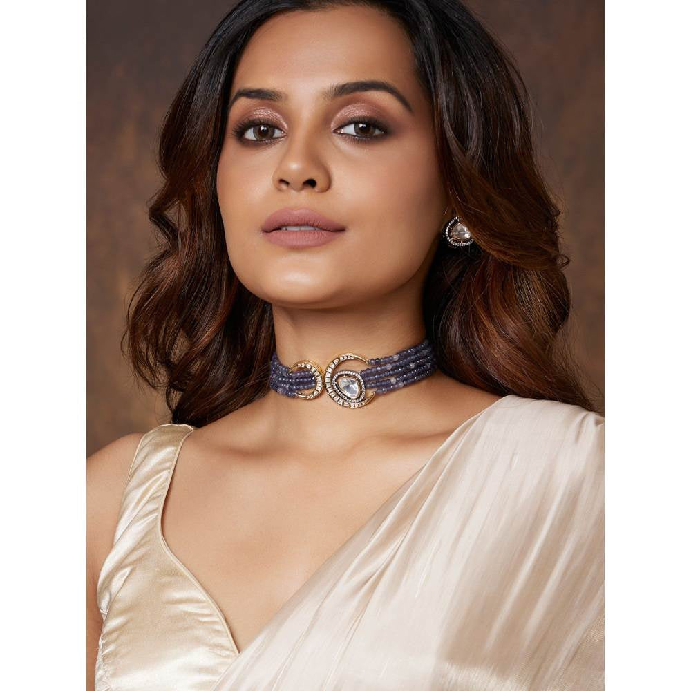 Joules By Radhika Beaded Blue Antique Necklace Set