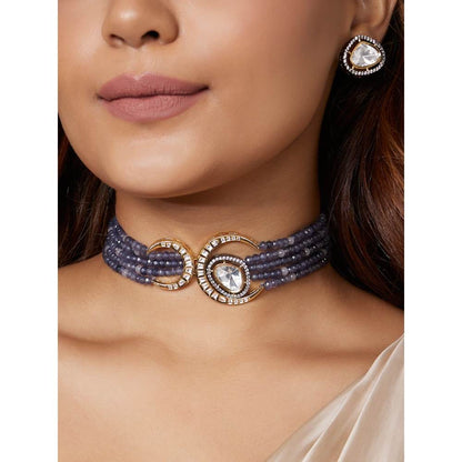 Joules By Radhika Beaded Blue Antique Necklace Set